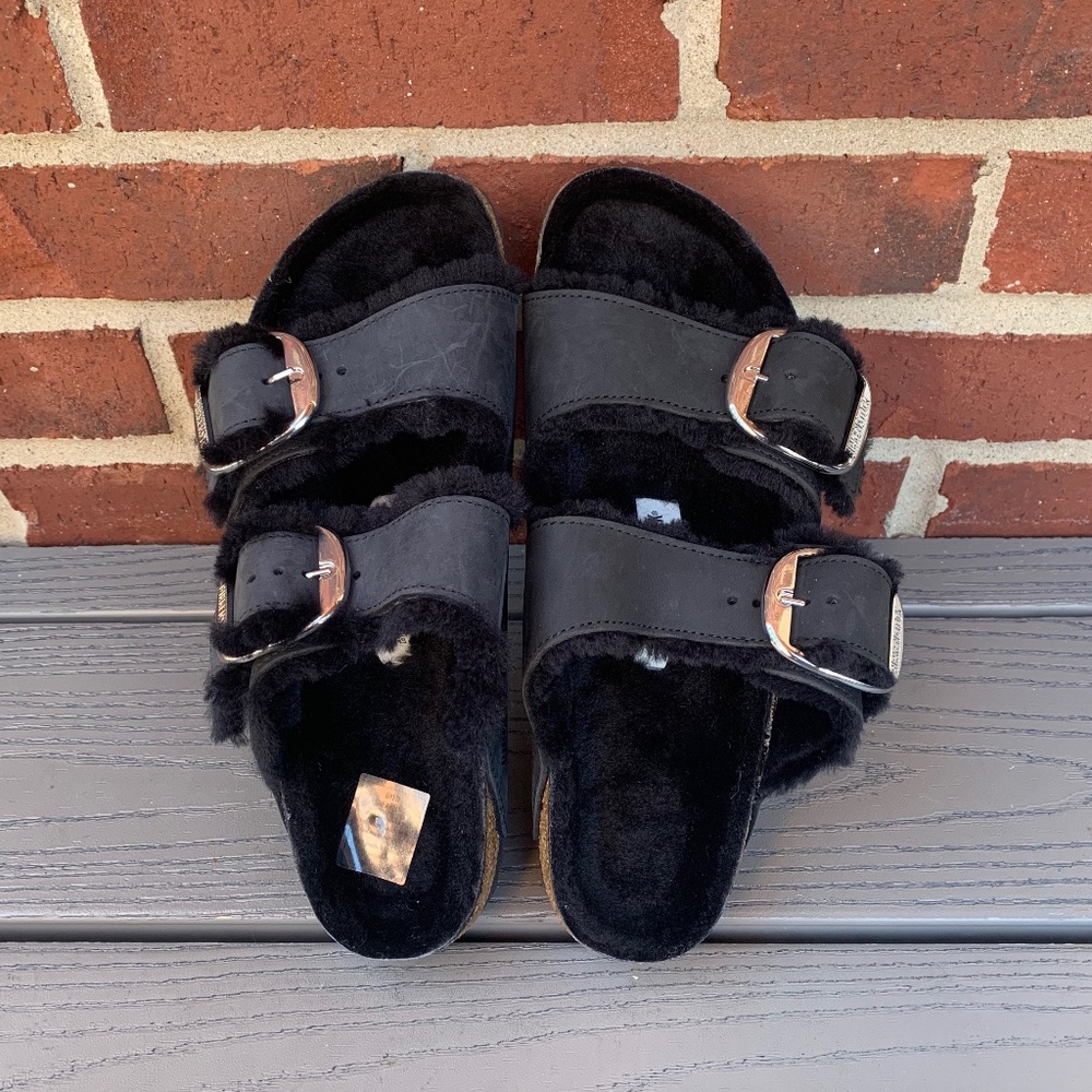 Birkenstock Arizona Big Buckle Shearling Sandals, 39 N
